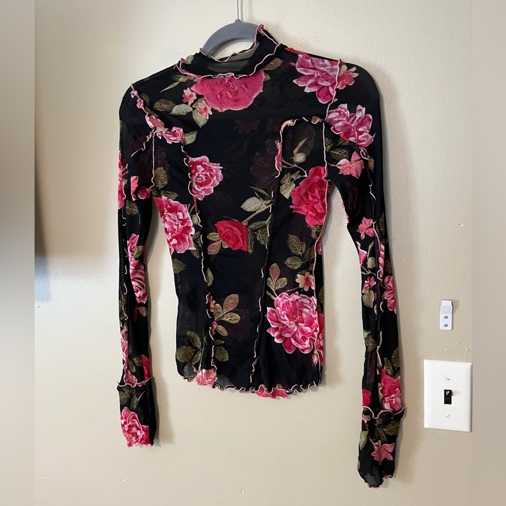 Free People Charlie Printed Mesh Top NWT - Picture 10 of 12